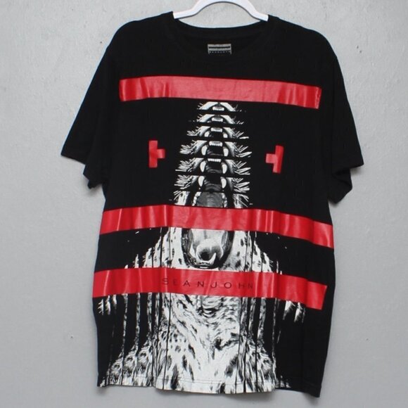 Sean John Tiger Roar black and red shirt sleeve tee - Picture 1 of 3